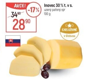 Sýr uzený pařený 30% Inovec