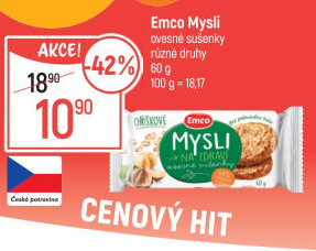 Ovesné sušenky Mysli na zdraví Emco