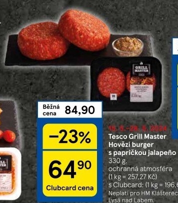 Hovězí burger Jalapeňo Grill Master Tesco