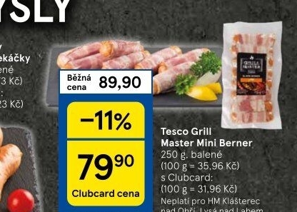 Miniberner se slaninou Grill Master Tesco