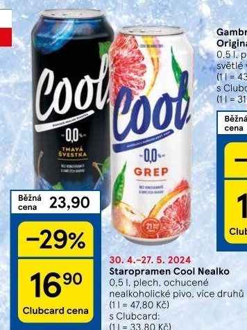 Nealkoholické pivo ochucené Staropramen Cool