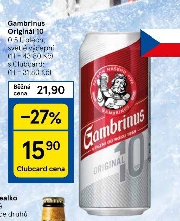Pivo světlé výčepní Originál 10° Gambrinus