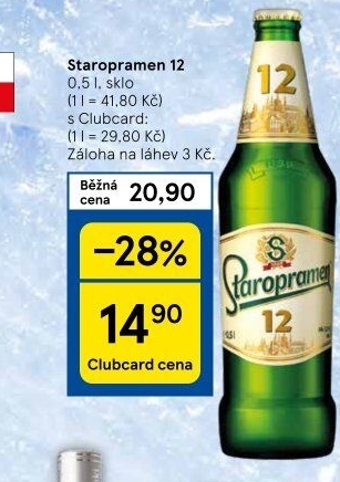 Pivo světlý ležák 12° Staropramen