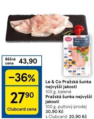 Šunka pražská nejvyšší jakosti LE&amp