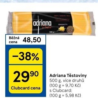 Těstoviny semolinové Adriana