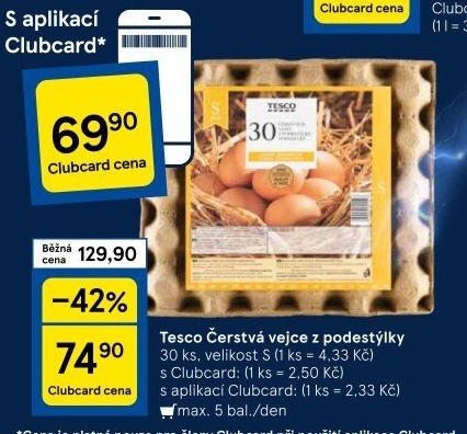 Vejce z podestýlky S Tesco