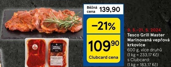 Vepřová krkovice marinovaná Grill Master Tesco