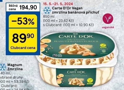 Zmrzlina ve vaničce Vegan Carte D'