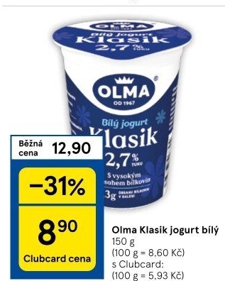 Bílý jogurt Klasik Olma