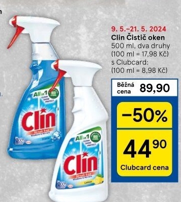 Čističe oken Clin