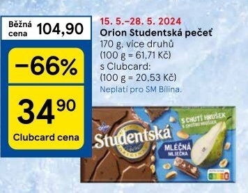 Čokoláda Studentská pečeť Orion