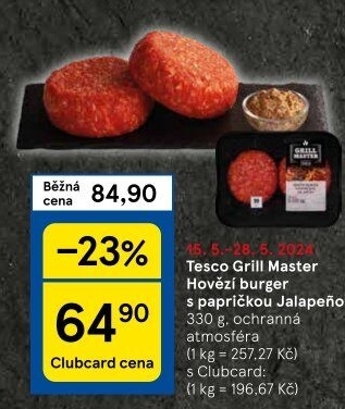 Hovězí burger Jalapeňo Grill Master Tesco