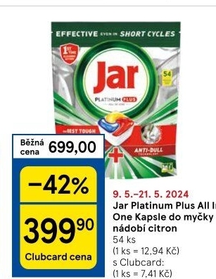 Kapsle do myčky Platinum Plus Jar
