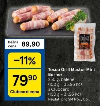 Miniberner se slaninou Grill Master Tesco