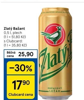 Pivo světlý ležák 12° Zlatý Bažant