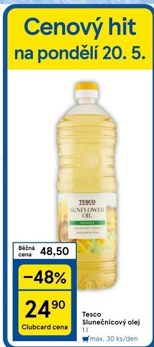 Slunečnicový olej Tesco