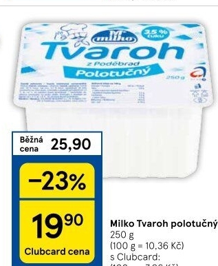 Tvaroh polotučný z Poděbrad Milko