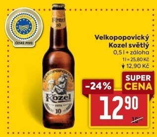 Pivo světlé výčepní 10°Velkopopovický Kozel