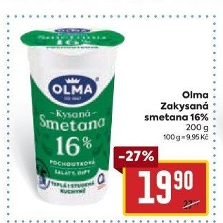 Smetana zakysaná Olma 16%