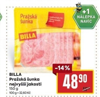 Šunka pražská nejvyšší jakosti Billa