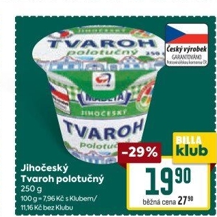 Tvaroh polotučný Jihočeský Madeta