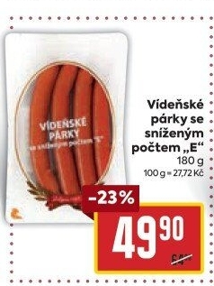Vídeňské párky se sníženým počtem E Pejskar