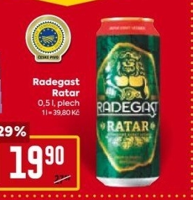 Pivo světlý ležák Ratar Radegast