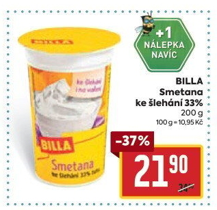 Smetana ke šlehání Billa 33%