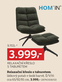 RELAXAČNÍ KŘESLO S TABURETEM