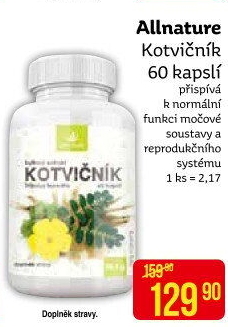 Doplněk stravy Kotvičník Allnature