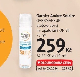 Mlha na opalování over makeup OF 50 Ambre Solaire Garnier