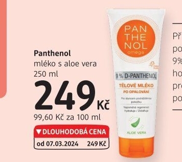 Tělové mléko Panthenol 9% s Aloe Vera Omega Pharma