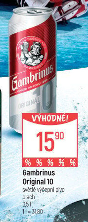 Pivo světlé výčepní Originál 10° Gambrinus