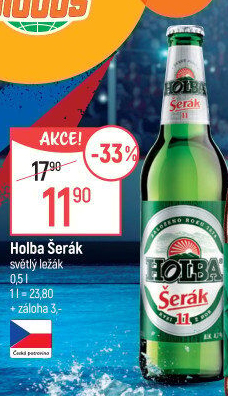 Pivo světlý ležák 11° Šerák Holba