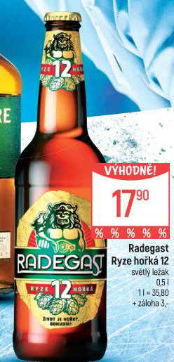 Pivo světlý ležák 12° Ryze hořká Radegast