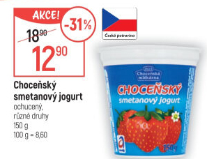 Jogurt smetanový ochucený Choceňský