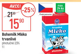 Mléko trvanlivé Bohemilk - 3,5% plnotučné