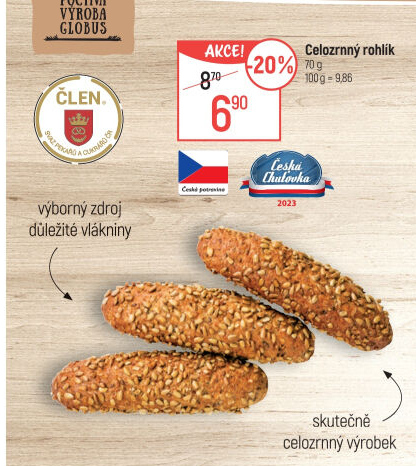 Celozrnný rohlík