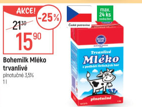 Mléko trvanlivé Bohemilk - 3,5% plnotučné