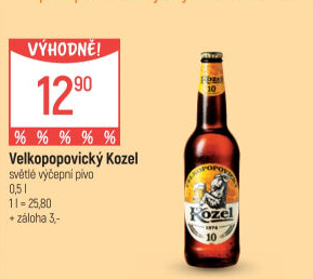 Pivo světlé výčepní 10°Velkopopovický Kozel
