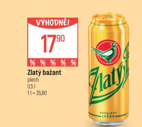 Pivo světlý ležák 12° Zlatý Bažant