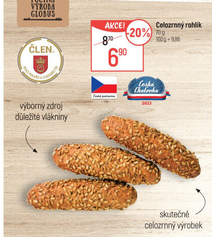 Celozrnný rohlík