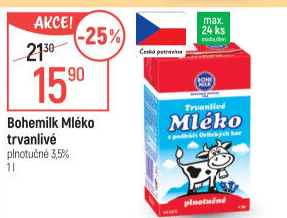 Mléko trvanlivé Bohemilk - 3,5% plnotučné