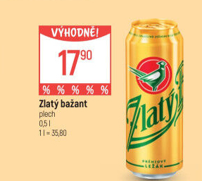 Pivo světlý ležák 12° Zlatý Bažant