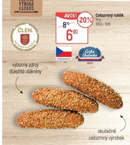 Celozrnný rohlík