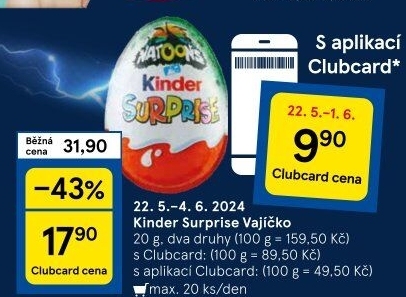Čokoládové vajíčko s překvapením Kinder Surprise
