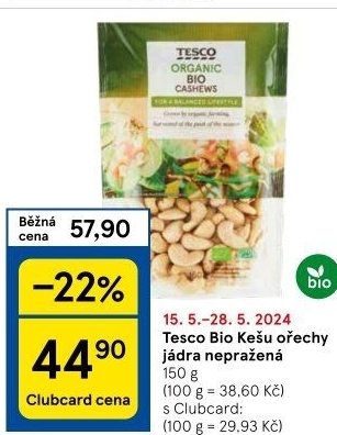 Kešu bio Tesco Organic