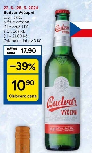 Pivo světlé výčepní Budweiser Budvar