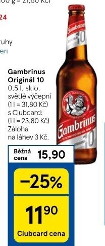 Pivo světlé výčepní Originál 10° Gambrinus