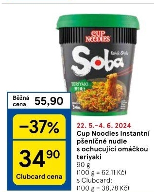 Instantní nudle Soba Cup Noodles Nissin